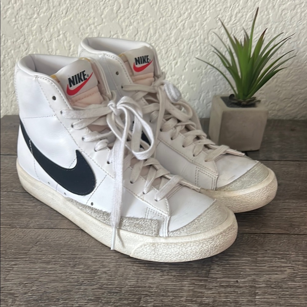Nike White and Black High-Top Sneakers